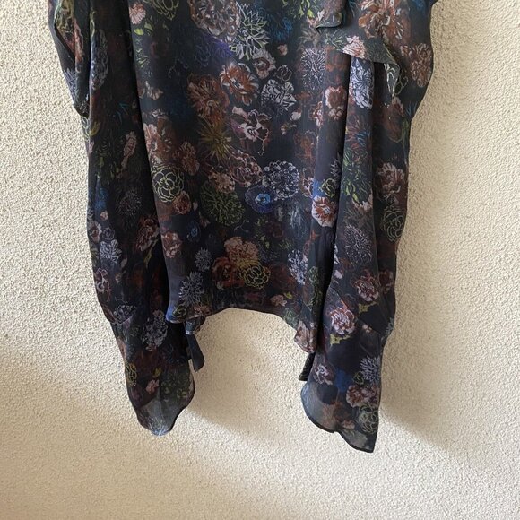 IRO Womens Top Silk Cold Shoulder Floral Blouse Peasant Cut Out Ciclan Size 40 - Picture 6 of 12